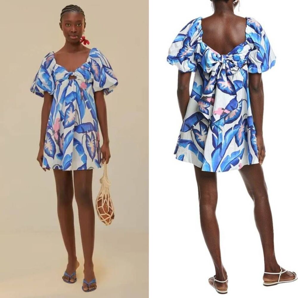 FARM Rio Blue and White Mini Dress